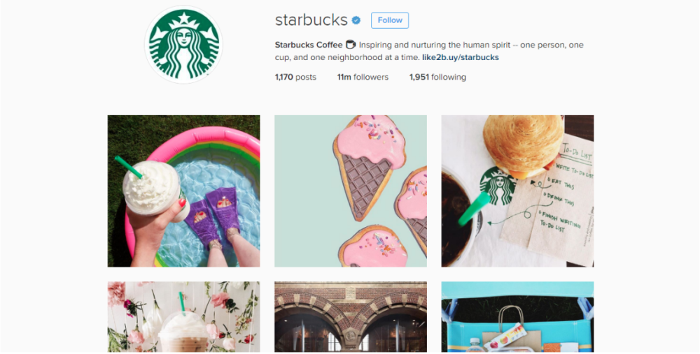 starbucks Instagram page